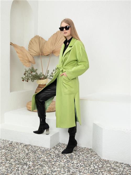 Women Coat With Belt Wholesale Light Green Color