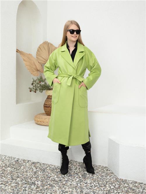 Women Coat With Belt Wholesale Light Green Color