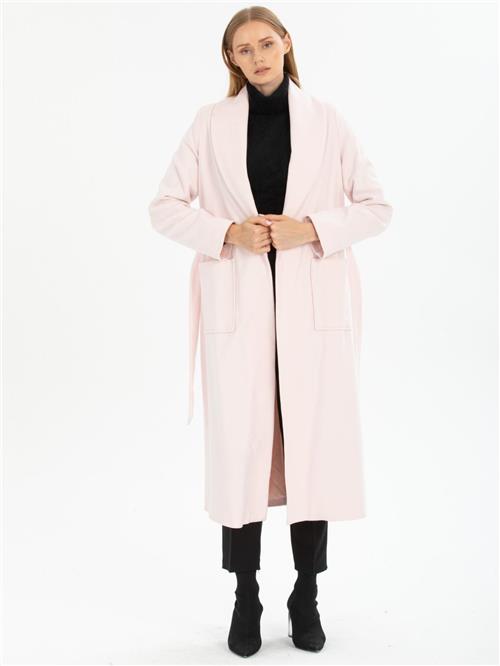 Women coat with belt wholesale Light Pink color