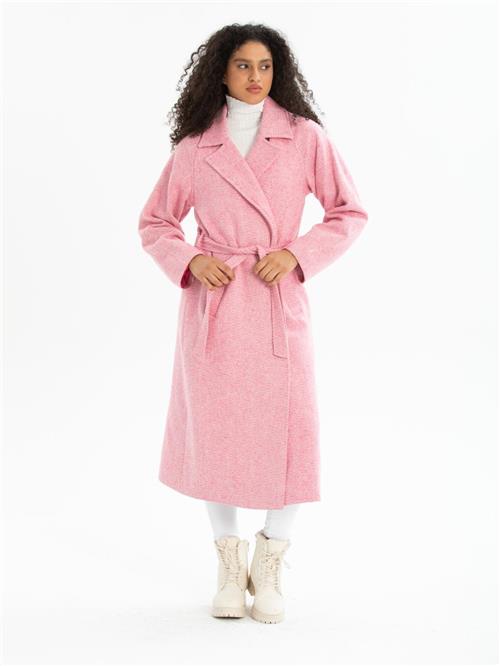 Women coat with belt wholesale Light Pink color