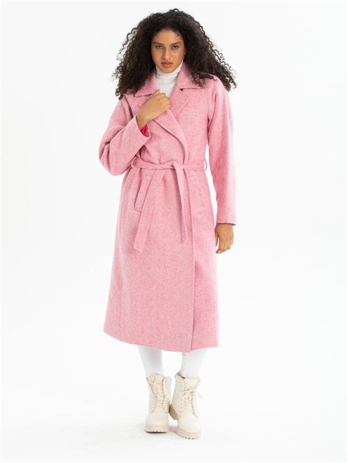 Women coat with belt wholesale Light Pink color