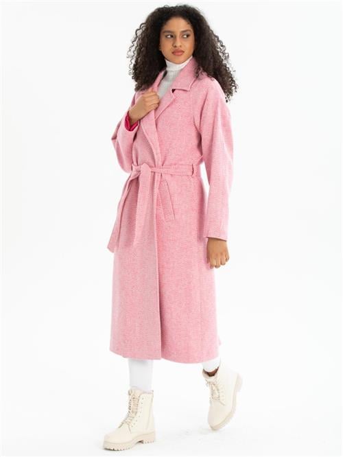 Women coat with belt wholesale Light Pink color