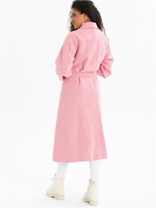 Women coat with belt wholesale Light Pink color