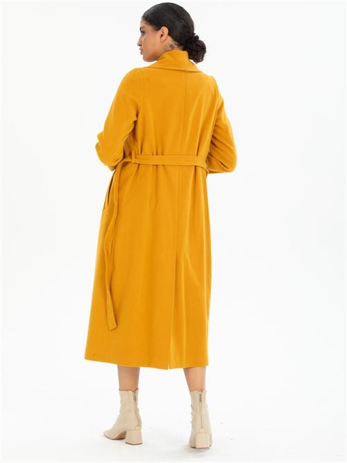 Women coat with belt wholesale Mustard color