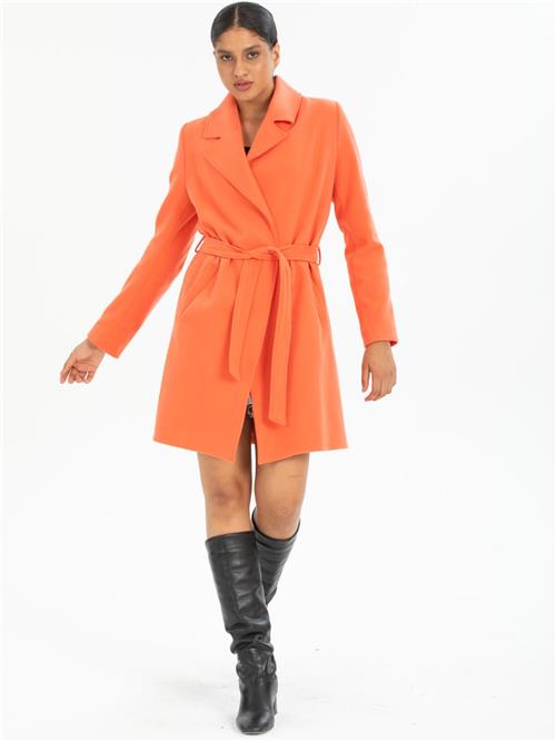 Women coat with belt wholesale Orange color