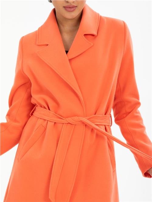 Women coat with belt wholesale Orange color