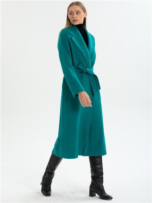 Women coat with belt wholesale Petrol color