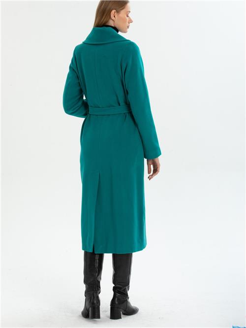 Women coat with belt wholesale Petrol color