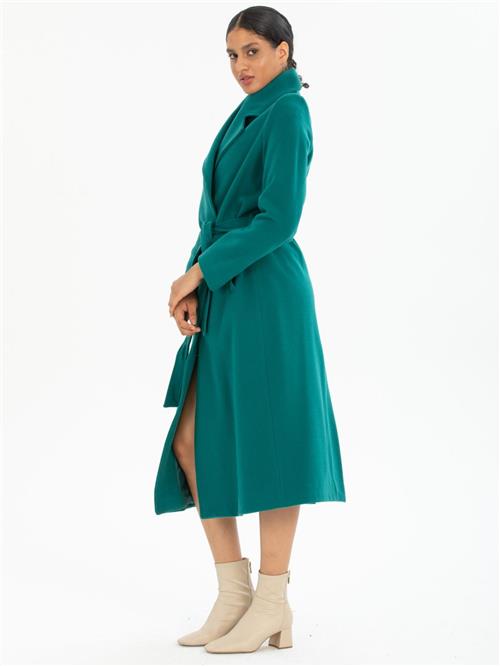 Women coat with belt wholesale Petrol color