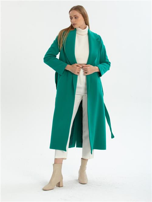 Women coat with belt wholesale Petrol color