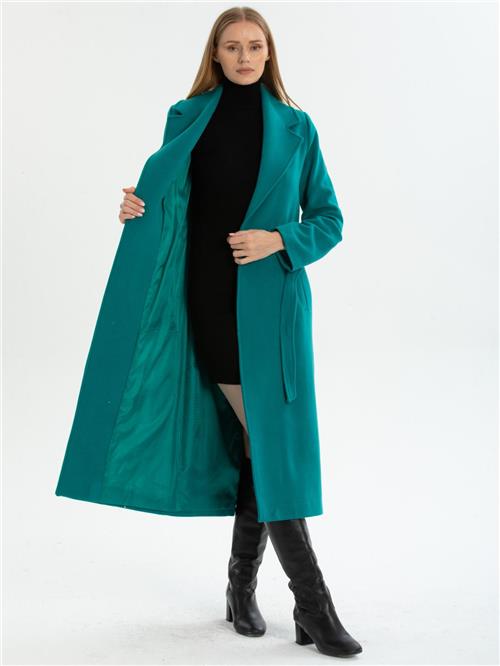 Women coat with belt wholesale Petrol color
