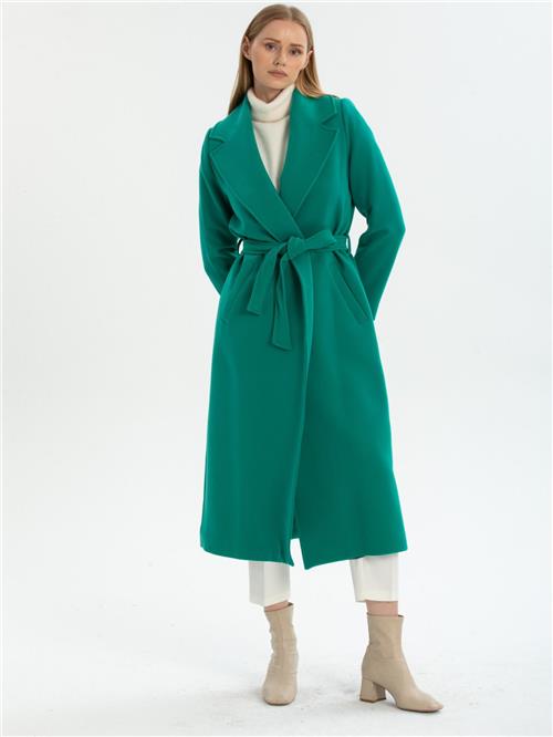Women coat with belt wholesale Petrol color