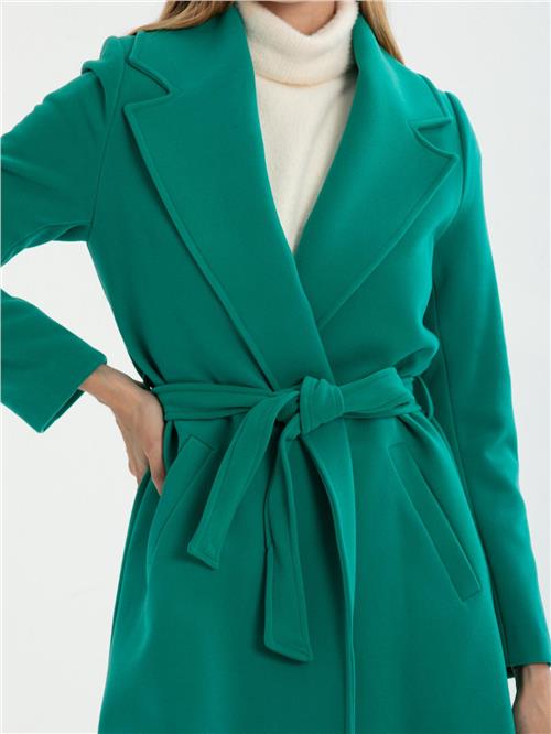 Women coat with belt wholesale Petrol color