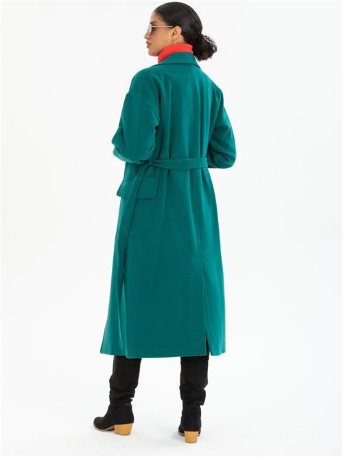 Women coat with belt wholesale Pine Green color