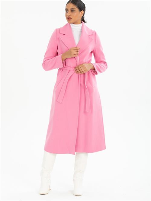 Women coat with belt wholesale Pink color