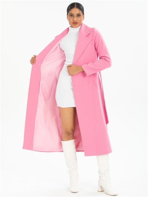 Women coat with belt wholesale Pink color