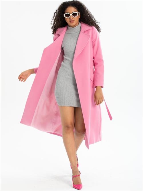Women coat with belt wholesale Pink color