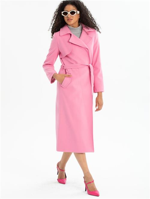 Women coat with belt wholesale Pink color