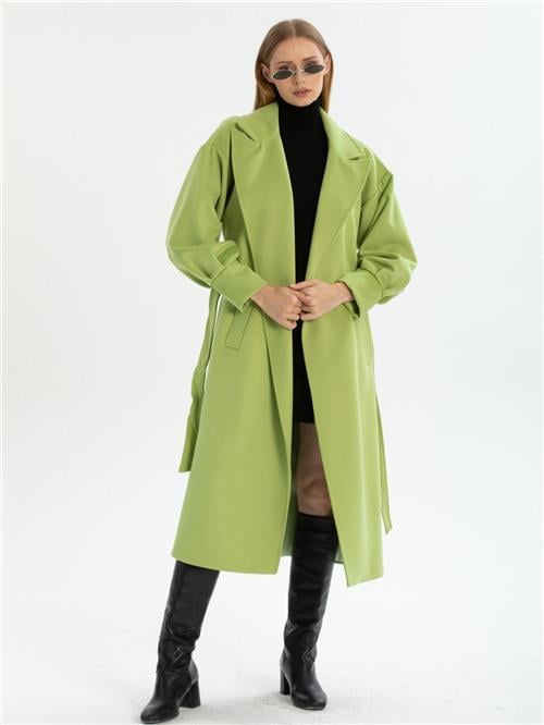 Women coat with belt wholesale Pistachio color