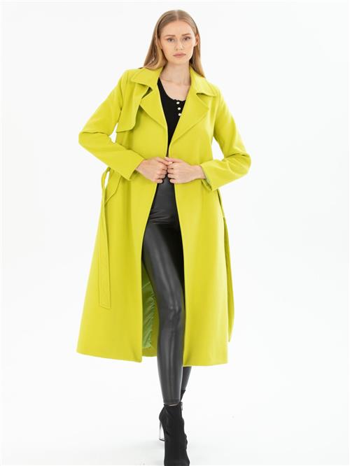 Women coat with belt wholesale Pistachio color