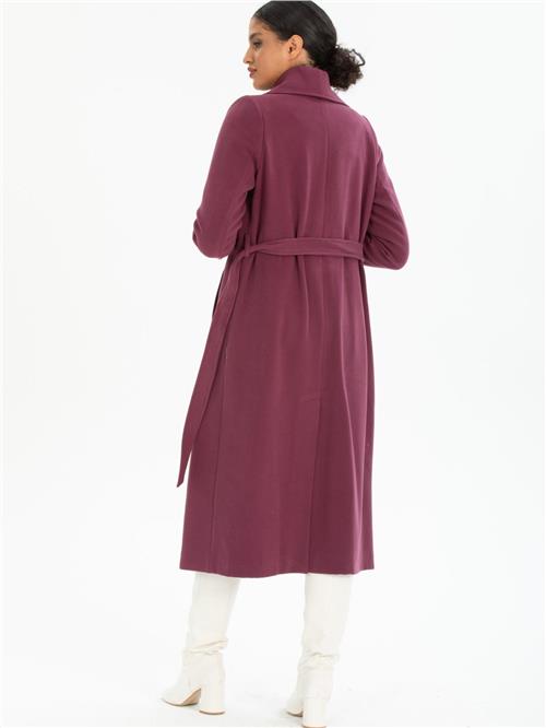 Women coat with belt wholesale Plum color
