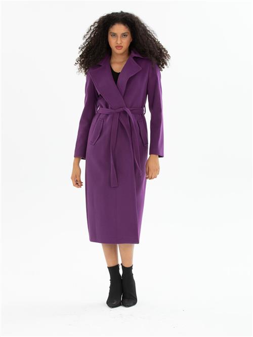 Women coat with belt wholesale Purple color