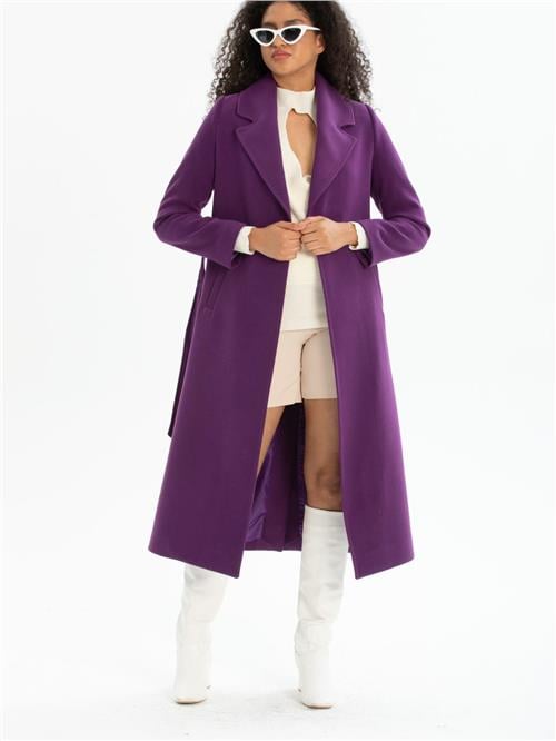 Women coat with belt wholesale Purple color