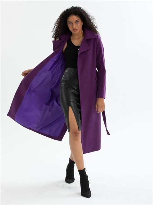 Women coat with belt wholesale Purple color