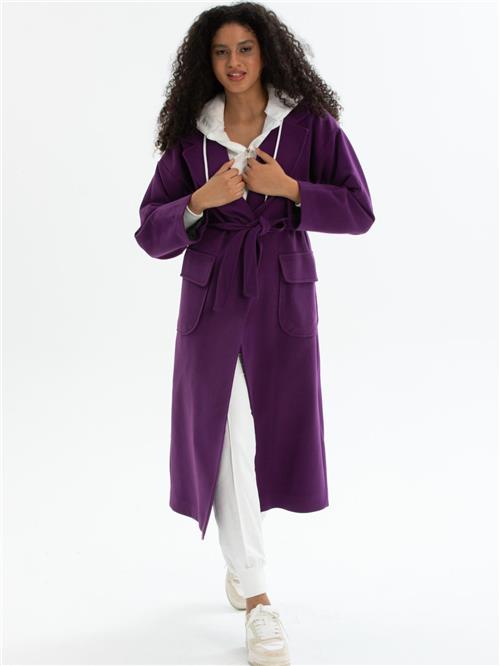 Women coat with belt wholesale Purple color