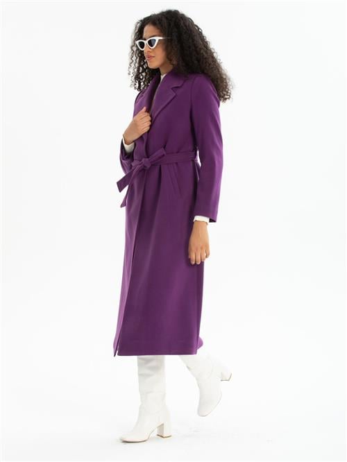 Women coat with belt wholesale Purple color