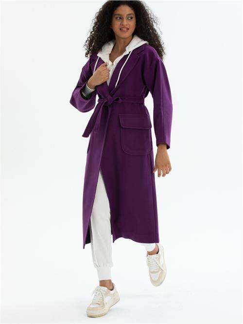 Women coat with belt wholesale Purple color