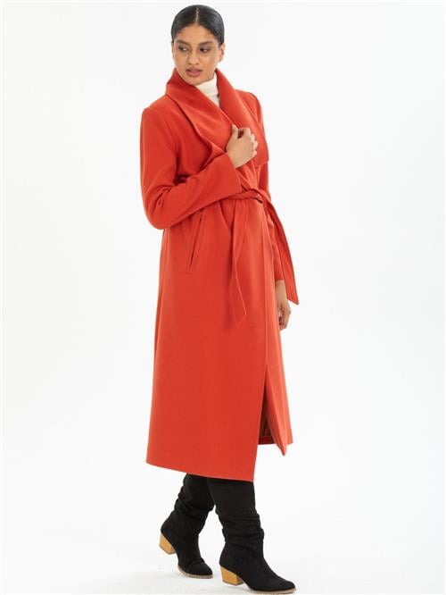 Women coat with belt wholesale Red color