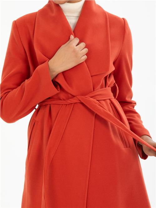 Women coat with belt wholesale Red color