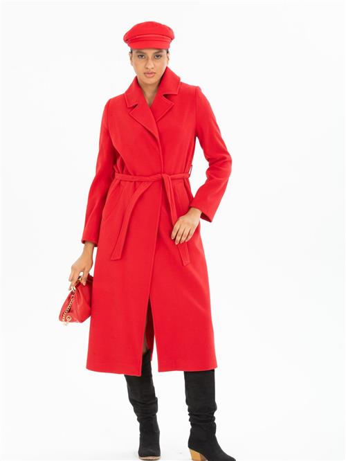 Women coat with belt wholesale Red color