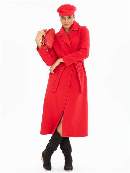 Women coat with belt wholesale Red color