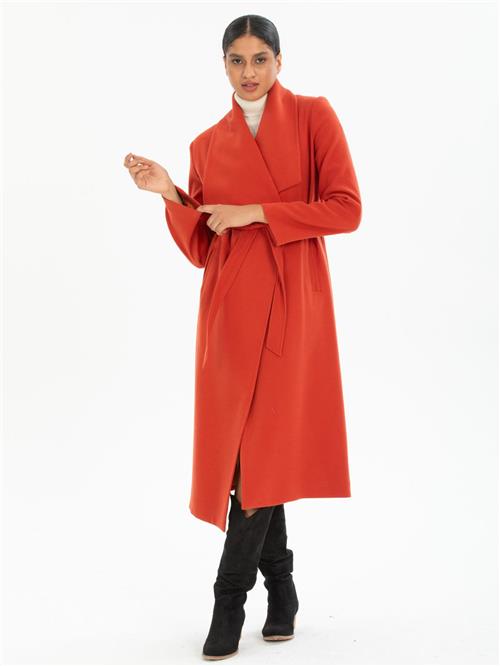 Women coat with belt wholesale Red color