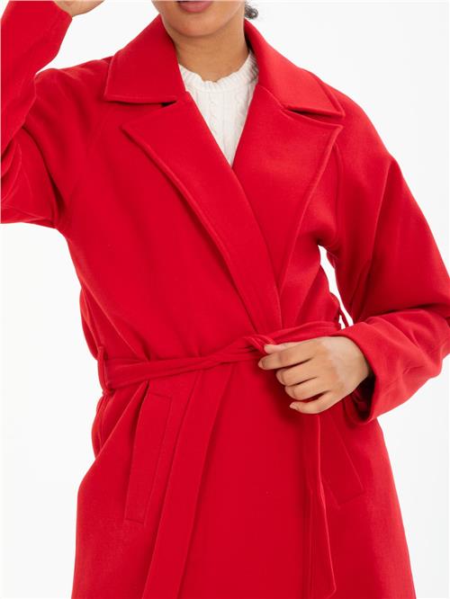 Women coat with belt wholesale Red color