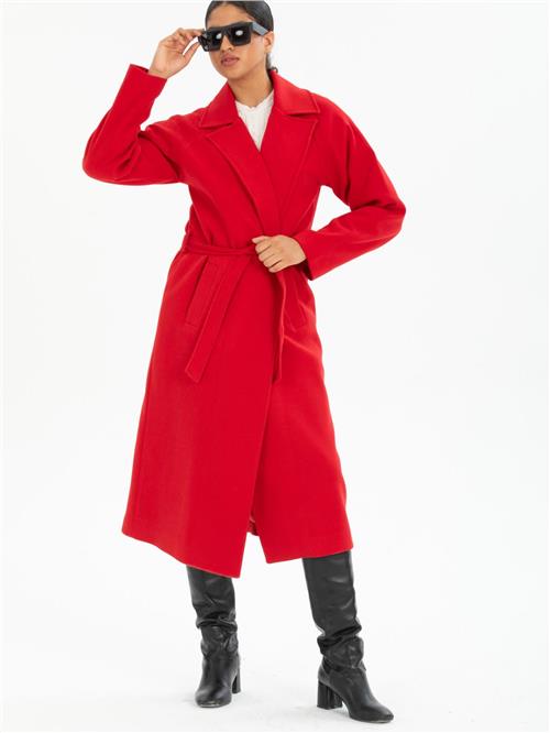 Women coat with belt wholesale Red color