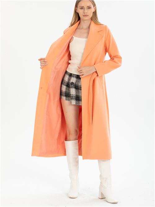 Women coat with belt wholesale Salmon color
