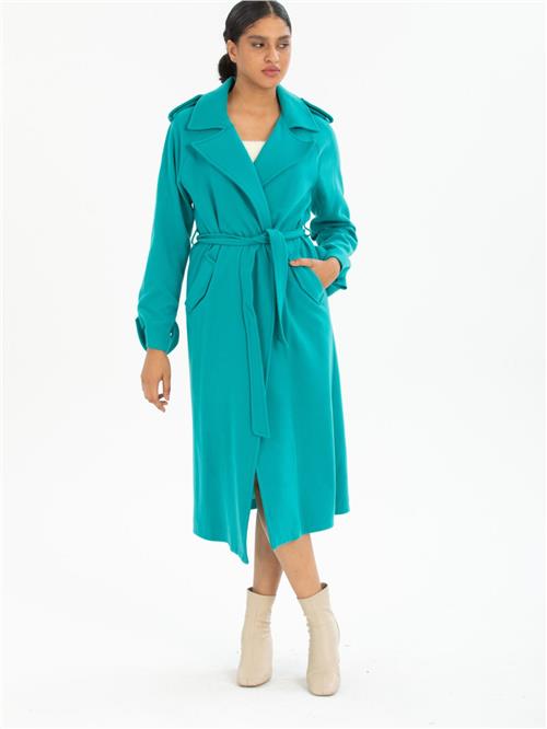 Women coat with belt wholesale Turquoise color