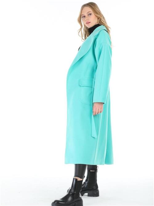 Women coat with belt wholesale Turquoise color