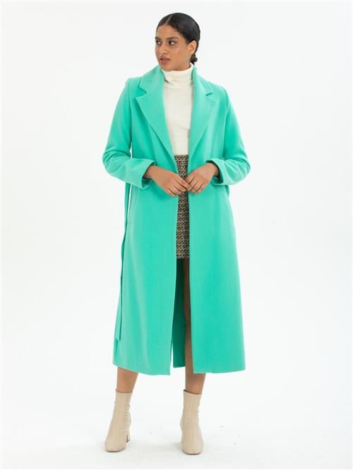 Women coat with belt wholesale Turquoise color