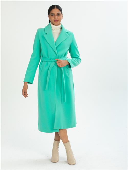 Women coat with belt wholesale Turquoise color