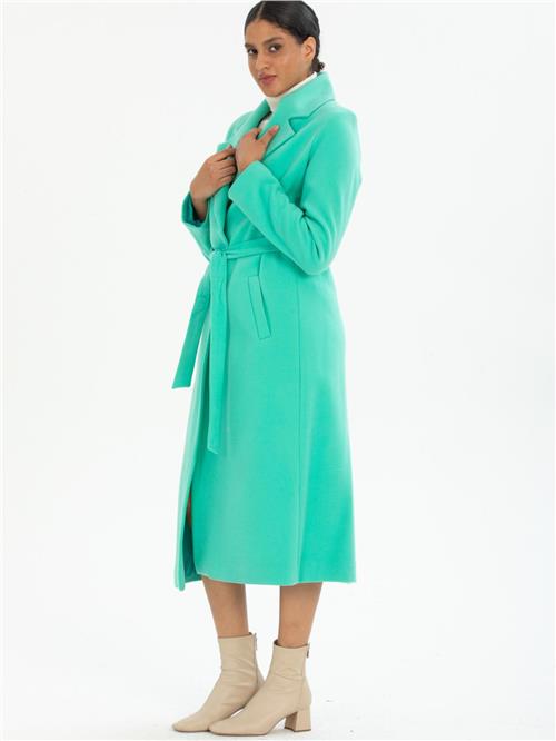 Women coat with belt wholesale Turquoise color