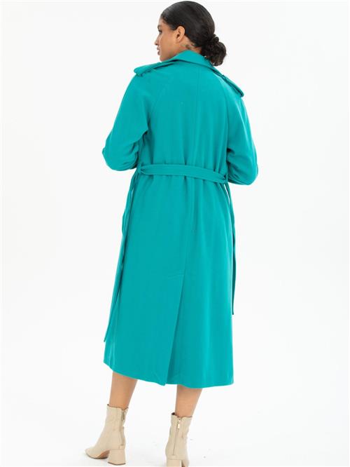 Women coat with belt wholesale Turquoise color