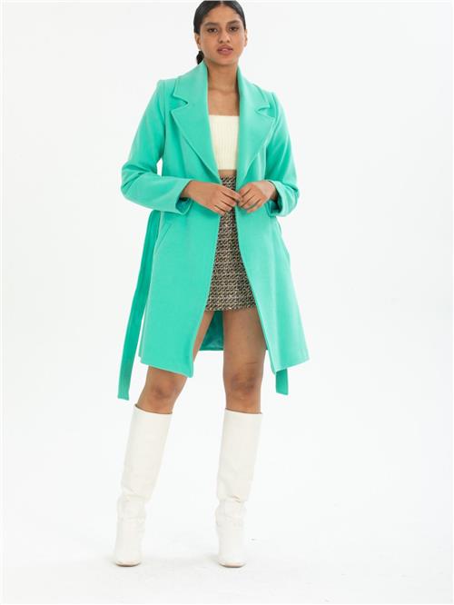 Women coat with belt wholesale Turquoise color