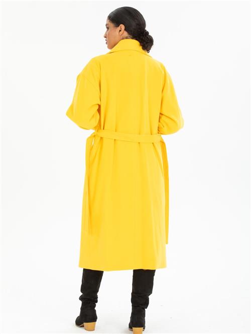 Women coat with belt wholesale Yellow color