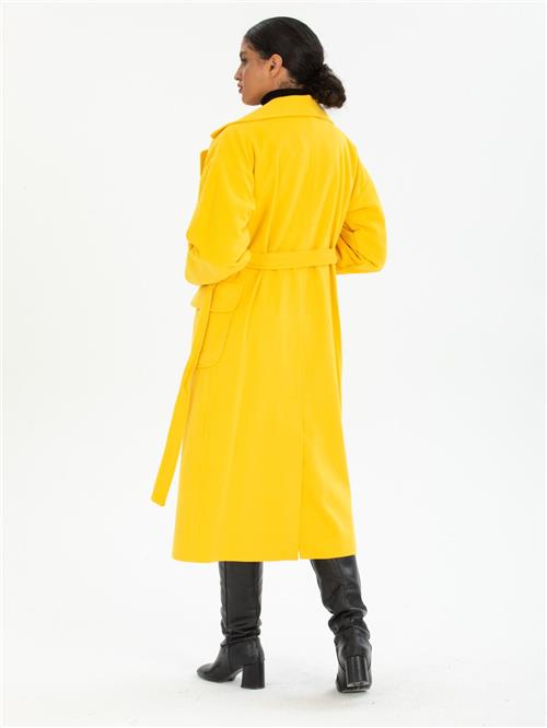 Women coat with belt wholesale Yellow color