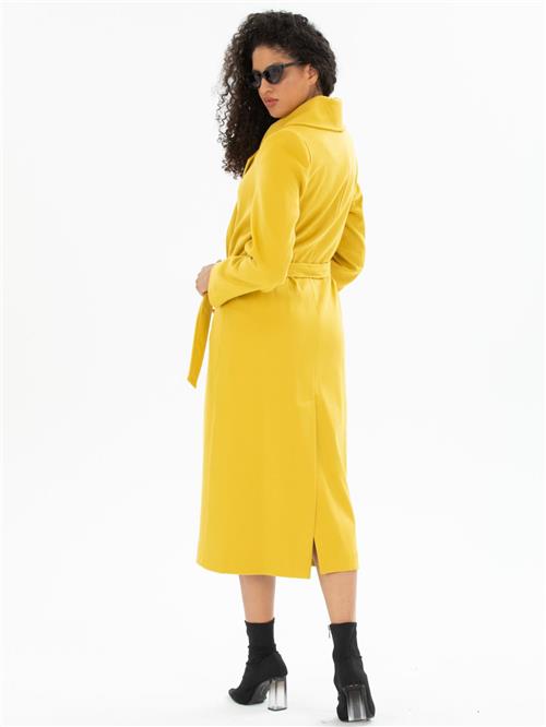 Women coat with belt wholesale Yellow color
