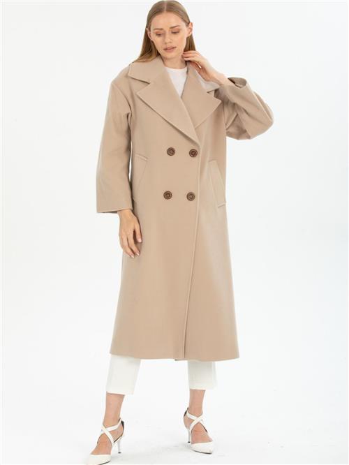 Women four-button coat wholesale Beige color